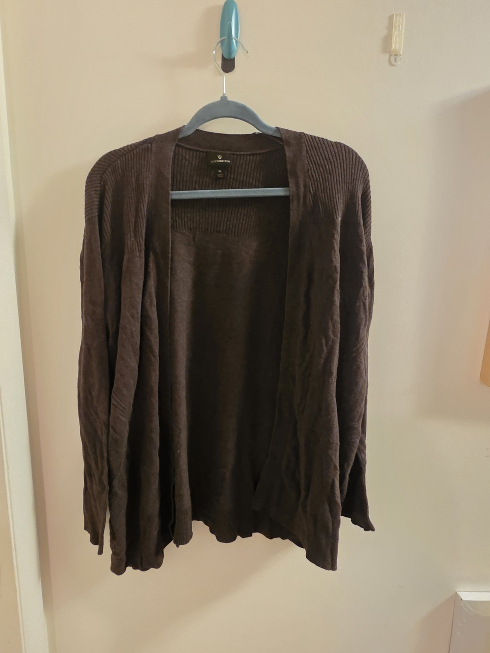 Worthington Brown Ribbed Open Cardigan Size Xl